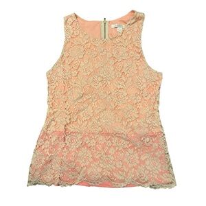 Boston Proper Lace Peplum Sleeveless Tank Top Size Large